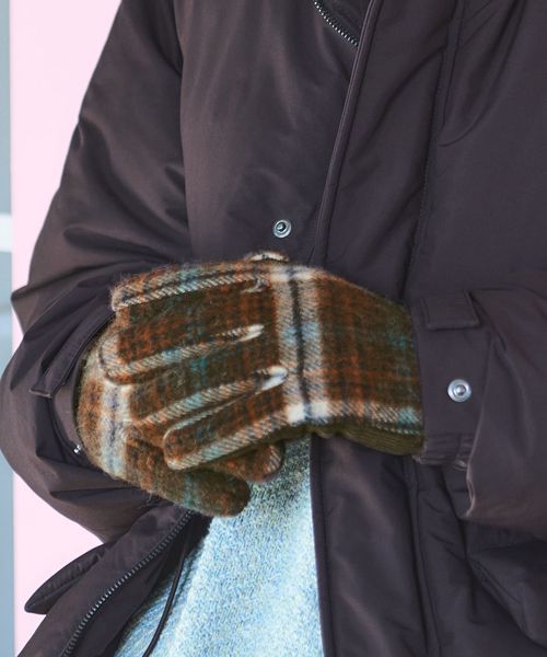 green label relaxing/コーデュロイ チェック グローブ 手袋 ―スマートフォン対応―/グローブ / 手袋