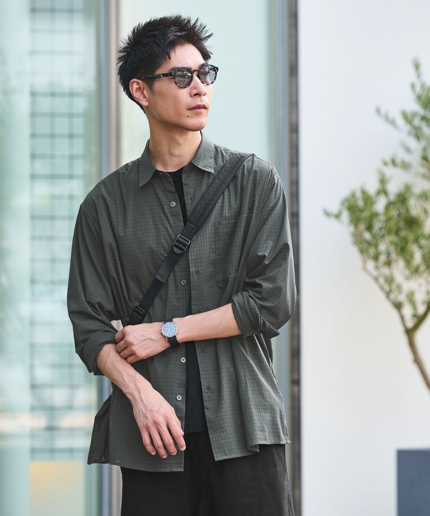 TW シアー チェック ボックス シャツ