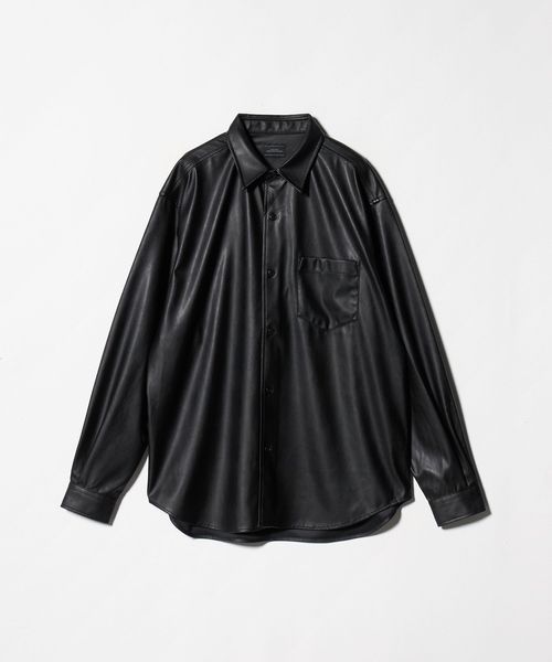 ジャストルーズシャツ　ユナイテッドアローズ　グリーンレーベル レザーライク ジャストルーズ シャツ