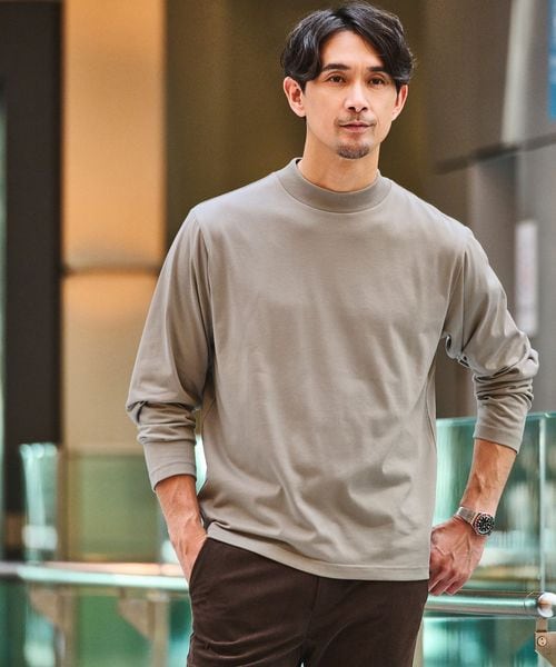 green label relaxing/【WEB限定】JUST fit デイリーモック 長袖 Tシャツ ―吸水速乾・抗菌―/Tシャツ / カットソー