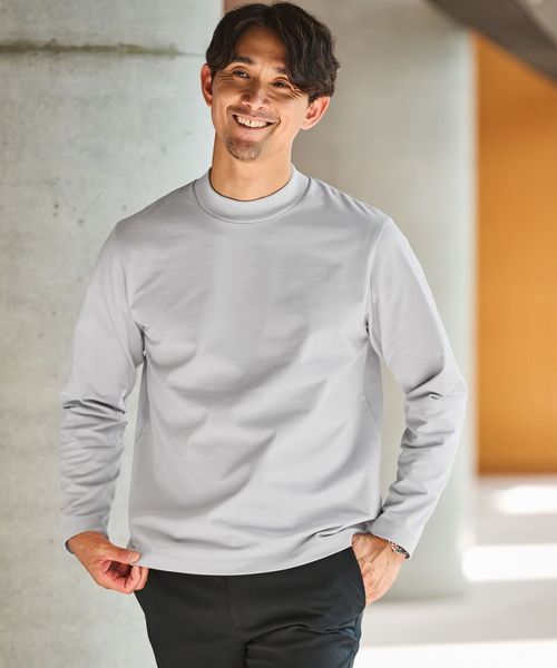 green label relaxing/【WEB限定】JUST fit クリーン カノコ モックネック 長袖 Tシャツ ―抗菌―/Tシャツ / カットソー