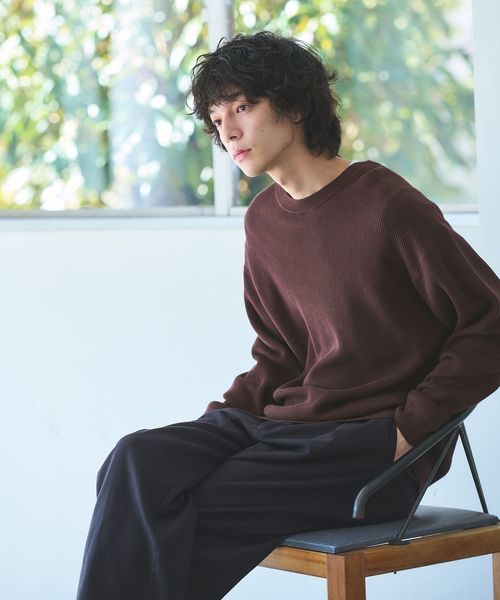 green label relaxing/コットン アゼ クルーネック ニット/ニット / セーター