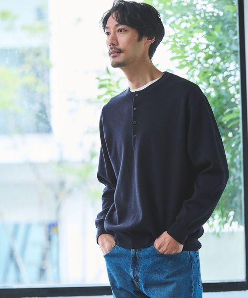 green label relaxing/ダブルフェイス ヘンリーネック ニット/ニット / セーター