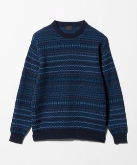 green label relaxing/コットン フェアアイル シングルジャカード クルーネック ニット/ニット / セーター