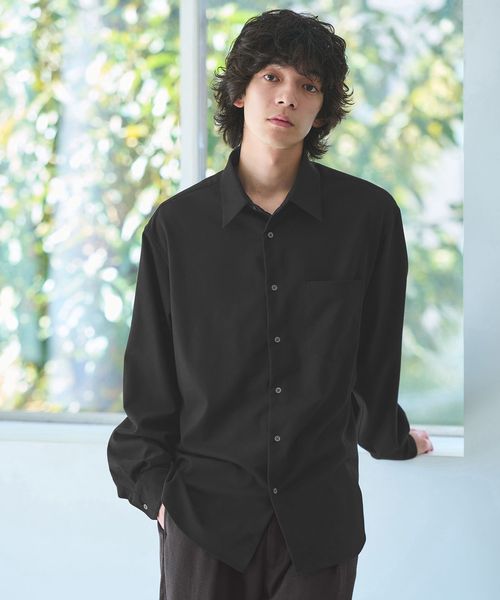 green label relaxing/TRフラノ ジャストルーズ レギュラーカラー シャツ ―ストレッチ―/シャツ / ブラウス