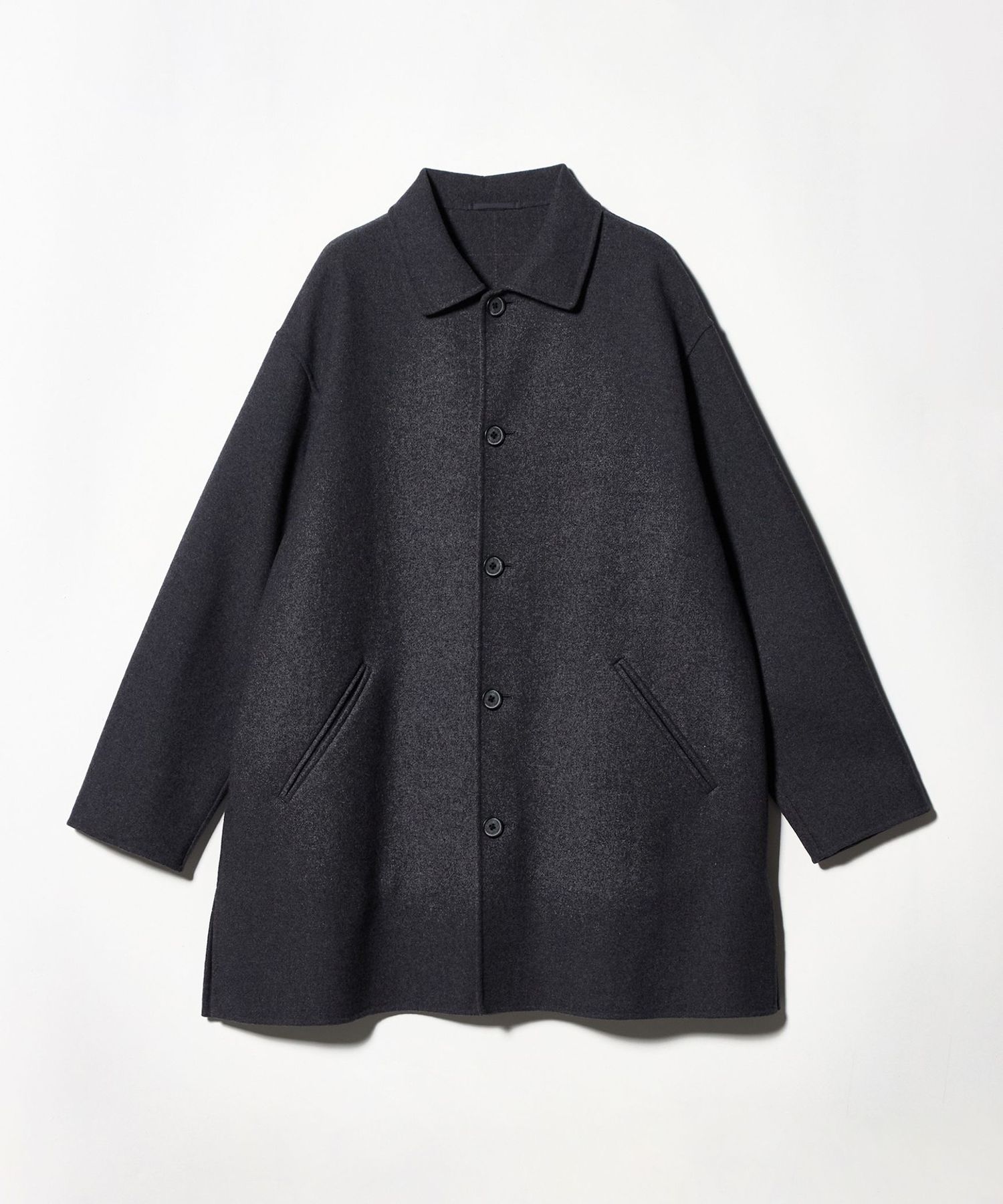 ウールナイロン リバー ステンカラーコート