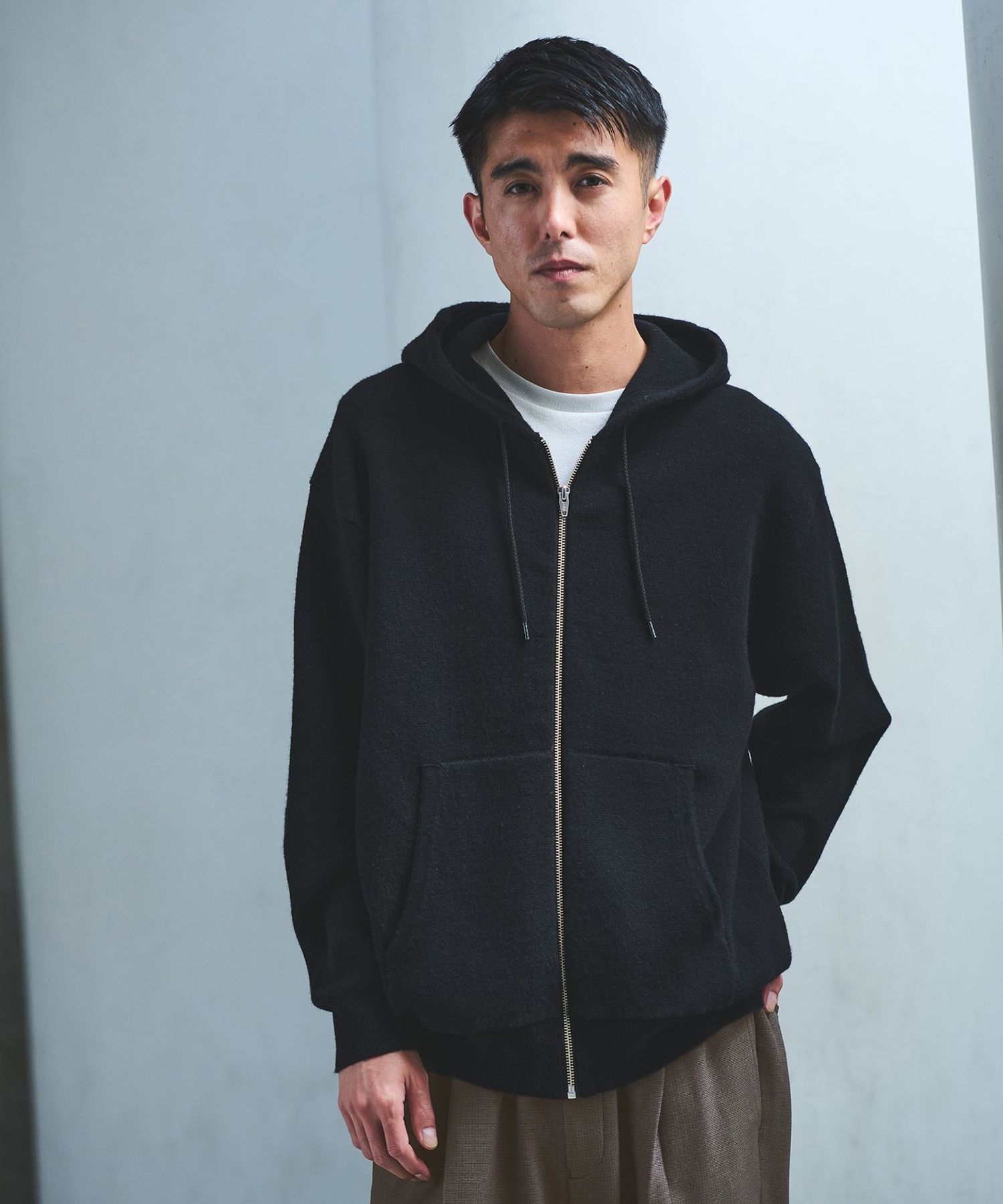 ウールミックス ジップ パーカー フーディ