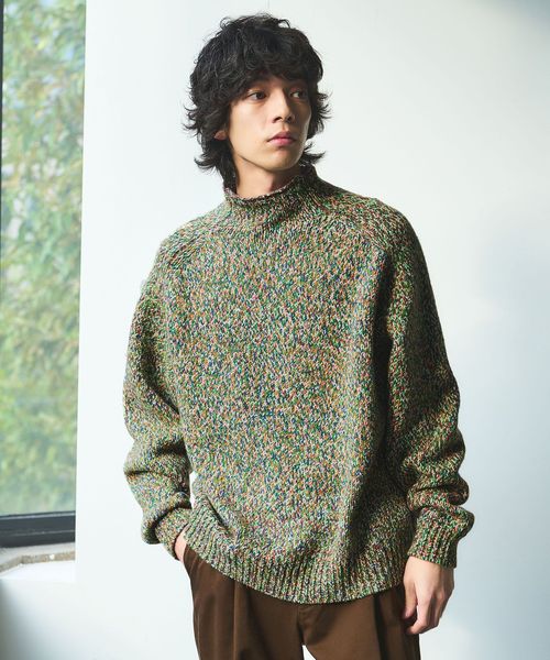 green label relaxing/ミックス ヤーンローゲージ ロールネック ニット/ニット / セーター