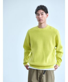 green label relaxing/コットン ポリエステル ワッフル クルーネック ニット/ニット / セーター