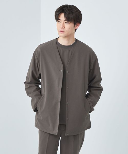 green label relaxing/FREELITCH ノーカラー カーディガン ―防シワ・ストレッチ・吸水速乾―/カーディガン / ボレロ