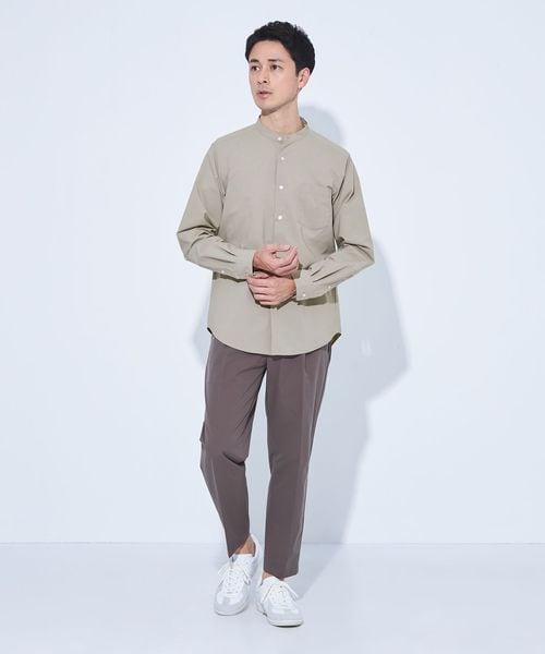 WEB限定】JUST fit バンドカラー 長袖 シャツ ―ストレッチ―