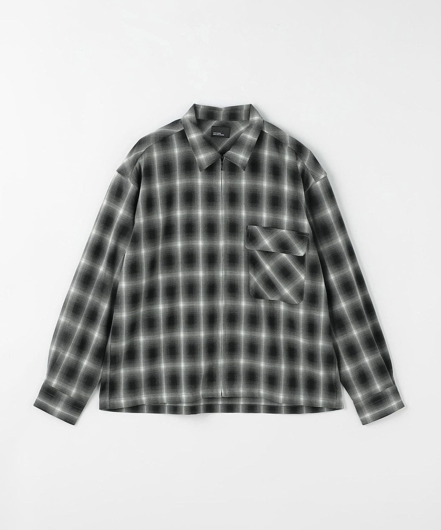 GLR or＞オンブレ チェック ジップ 長袖 シャツ