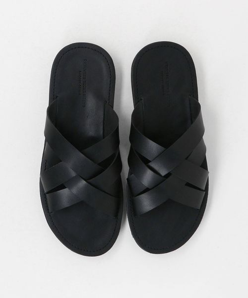 美品 ユナイテッドアローズ レザーサンダル 本革 38 クロスサンダル 黒 セール】＜Steven Alan＞レザー クロス サンダル（サンダル