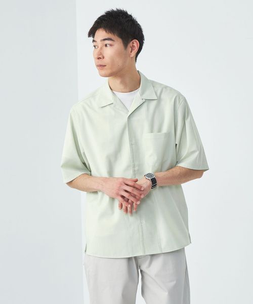 green label relaxing/ウォッシャブルトロ ジャストルーズ オープンカラー シャツ ―ストレッチ―/シャツ / ブラウス