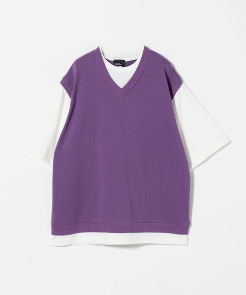 green label relaxing/＜GLR or＞ロゴ ミニ裏毛 フェイク レイヤード 半袖 カットソー/Tシャツ / カットソー