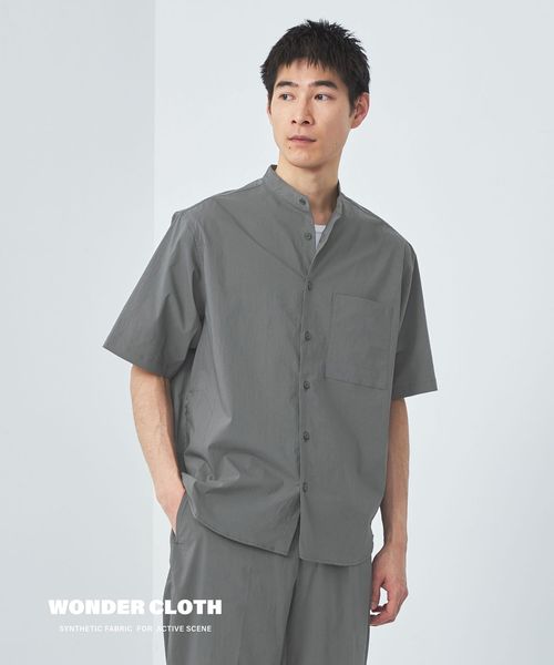 WONDER CLOTH バンドカラー 半袖 シャツ ―ストレッチ・接触冷感