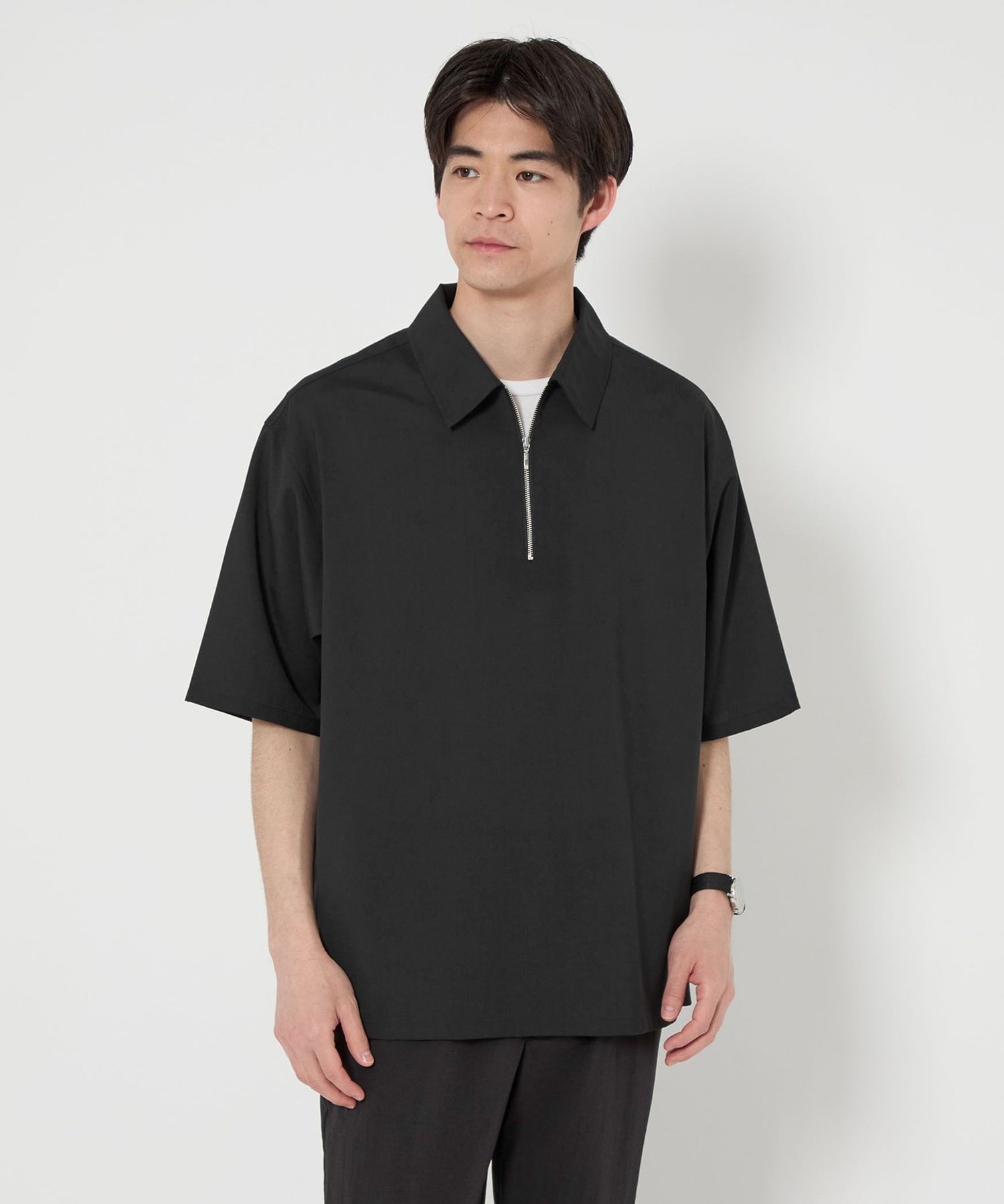 ユナイトメント　ジッププルオーバー ウォッシャブルトロ ハーフジップ プルオーバーシャツ ―ストレッチ―