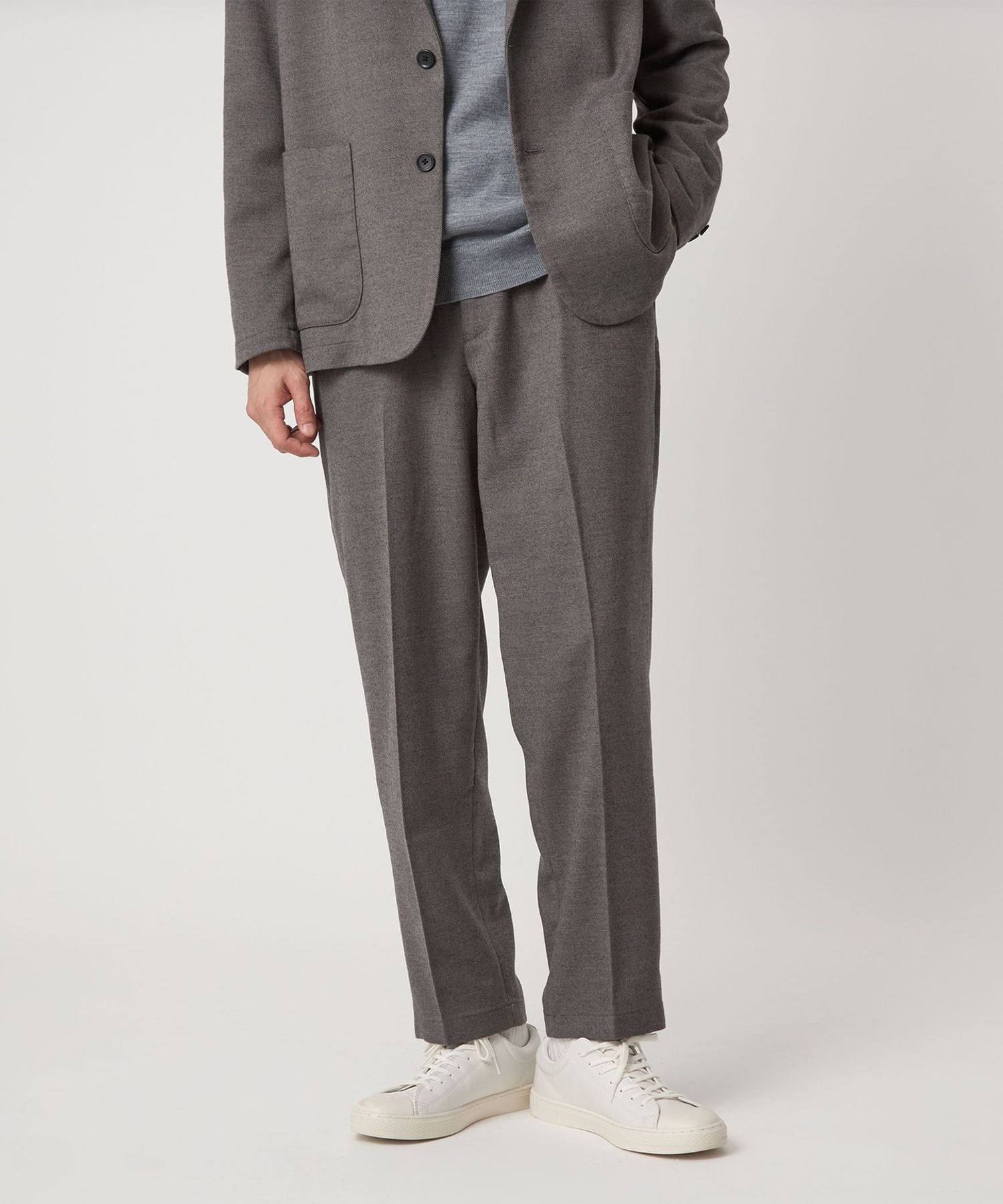 【UNITED ARROWS】美品 ノーカラーパンツ ストレッチ ウォッシャブル サラフール ワイド パンツ ―マシンウォッシャブル・ストレッチ