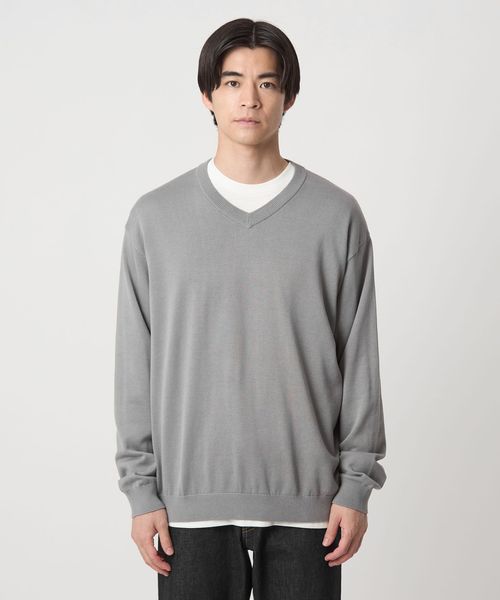 極美品 1er arrondissement ラクーンVネックニット F グレー 極美品 1er arrondissement ラクーンVネックニット F グレー