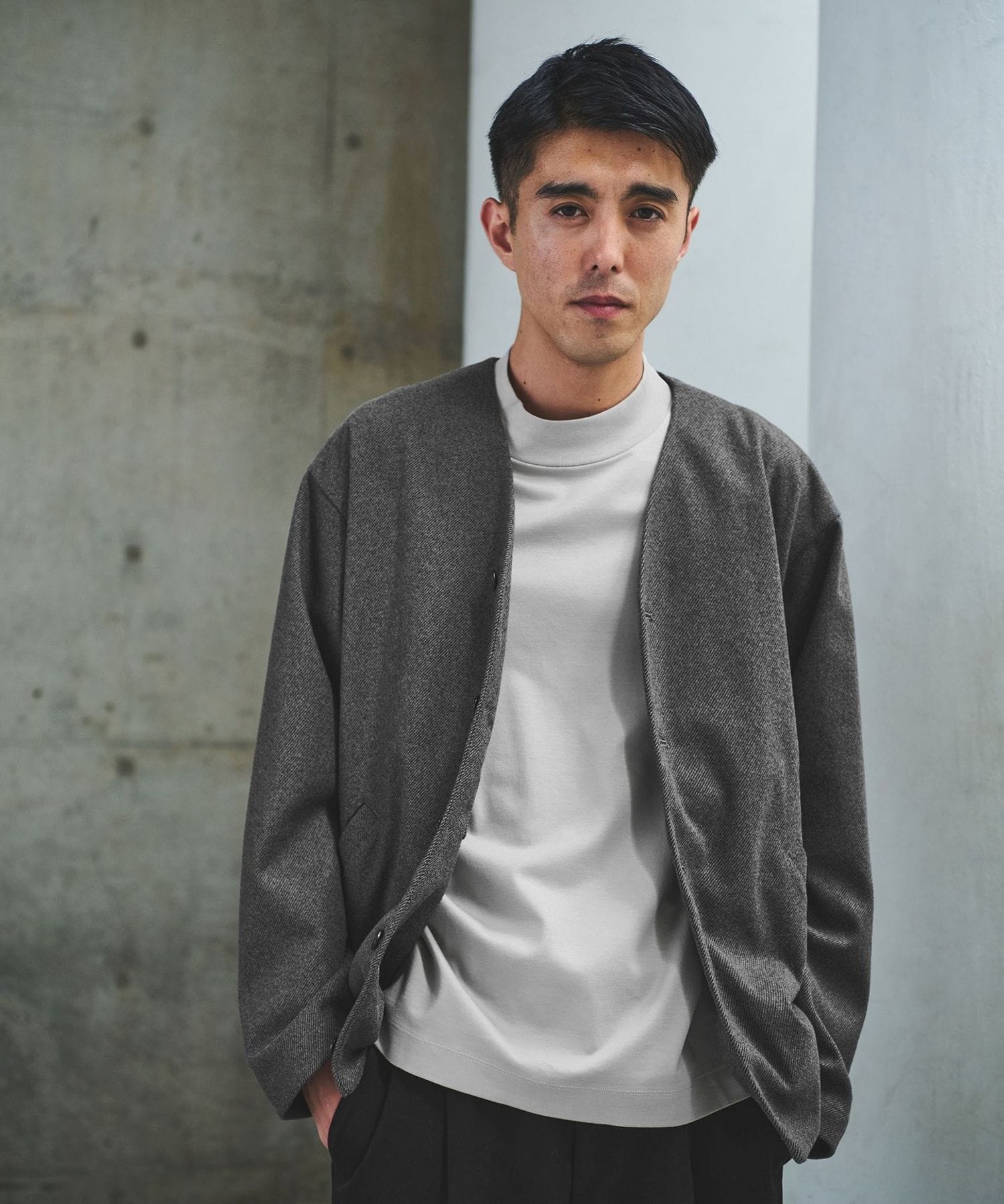WONDER CLOTH ノーカラー カーディガン ―ストレッチ―