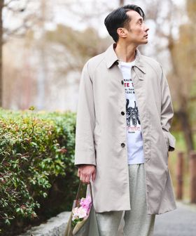 green label relaxing/ナイロンオックス ステンカラーコート ‐撥水‐/ステンカラーコート