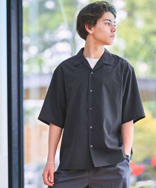 green label relaxing/ボイル メッシュ オープンカラー 半袖 シャツ ―吸水速乾―/シャツ / ブラウス
