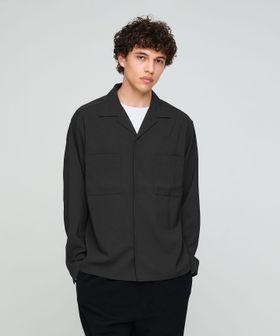 green label relaxing/SHIELDRY フライフロント 長袖 オープンカラー シャツ ―伸縮性・UVカット・遮熱―/シャツ / ブラウス