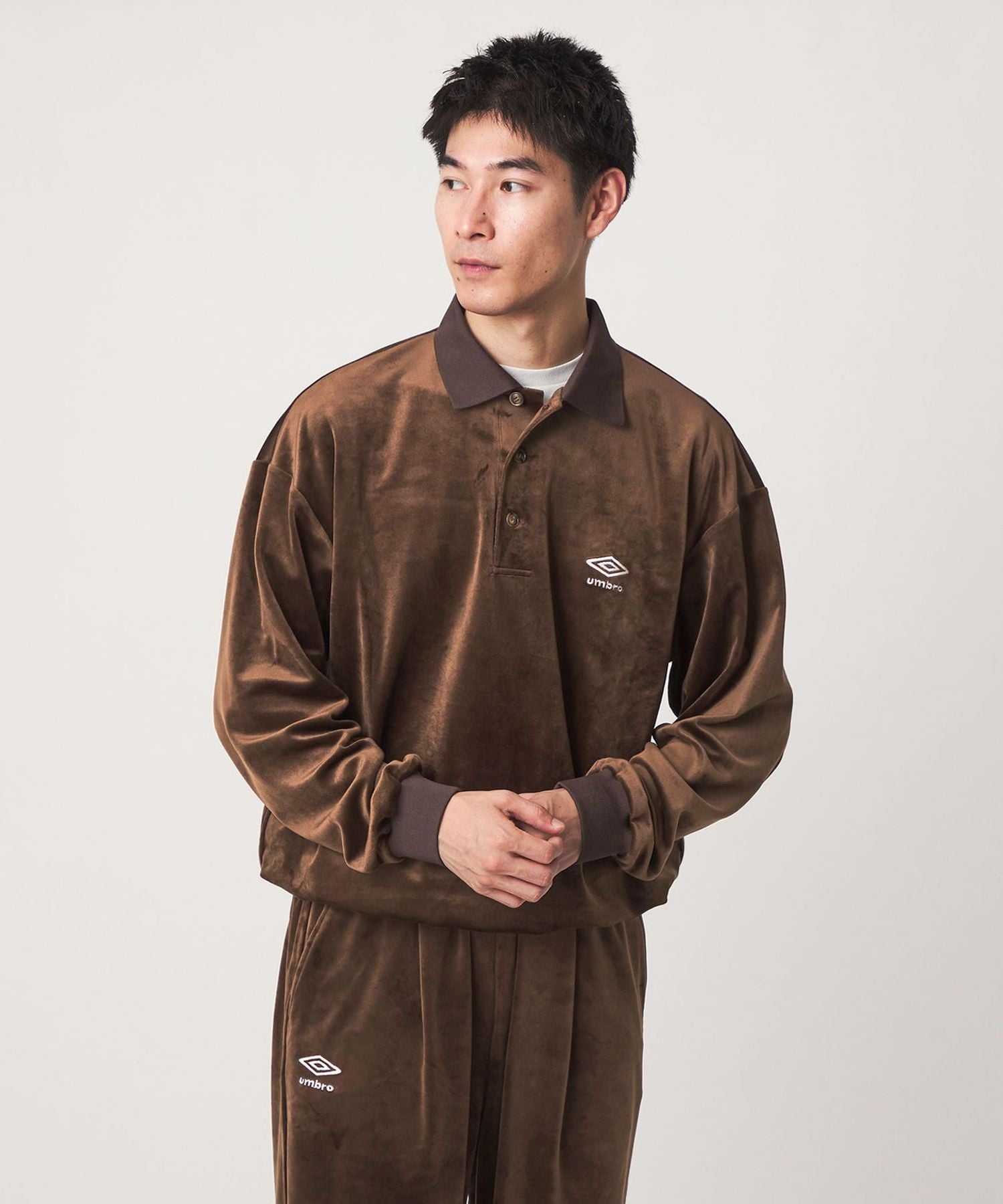 別注】＜UMBRO＞ベロア 長袖 ポロシャツ