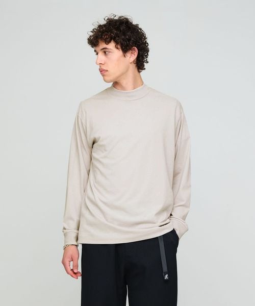 green label relaxing/ロングファイバー クリア モックネック 長袖 Tシャツ カットソー/Tシャツ / カットソー