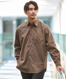 green label relaxing/【WEB限定】JUST fit コットンライク リラックス シルエット 長袖 シャツ/シャツ / ブラウス