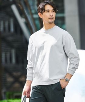green label relaxing/【WEB限定】JUST fit クリーン カノコ ワイド クルーネック 長袖 Tシャツ ―抗菌―/Tシャツ / カットソー