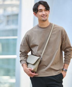 green label relaxing/【WEB限定】JUST fit クリーン カノコ ワイド クルーネック 長袖 Tシャツ ―抗菌―/Tシャツ / カットソー