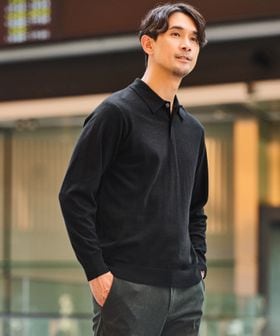 green label relaxing/【WEB限定】JUST fit ハイゲージ ジャケイン ニットポロ ―ハンドウォッシャブル―/ニット / セーター