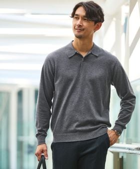 green label relaxing/【WEB限定】JUST fit ハイゲージ ジャケイン ニットポロ ―ハンドウォッシャブル―/ニット / セーター