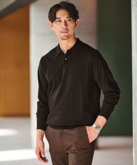 green label relaxing/【WEB限定】JUST fit ハイゲージ ジャケイン ニットポロ ―ハンドウォッシャブル―/ニット / セーター