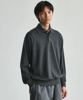 green label relaxing/FINE BASIC アメリカンシーアイランドコットン 長袖 ニットポロシャツ/ポロシャツ