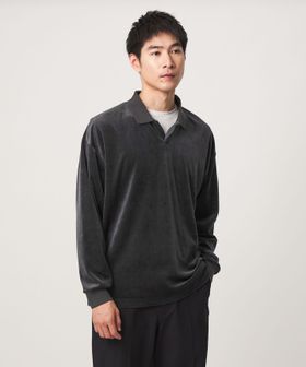 green label relaxing/ベロア スキッパー 長袖 ポロシャツ/Tシャツ / カットソー