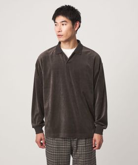 green label relaxing/ベロア スキッパー 長袖 ポロシャツ/Tシャツ / カットソー