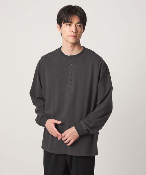 green label relaxing/FINE BASIC ヴィンテージライク ヘンリーネック 長袖 カットソー Tシャツ/Tシャツ / カットソー
