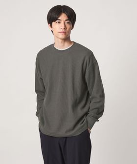 green label relaxing/ワッフル クルーネック 長袖 Tシャツ カットソー/Tシャツ / カットソー