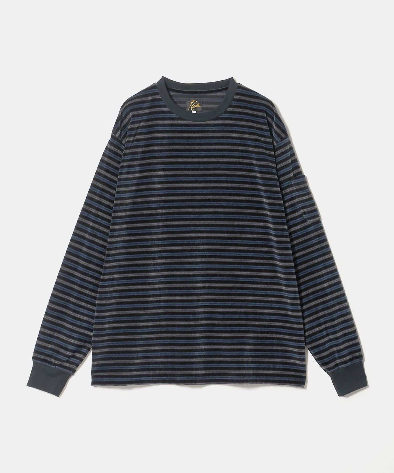 NEEDLES＞ベロア ロングスリーブ クルーネック ボーダー Tシャツ