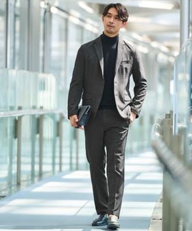 green label relaxing/【WEB限定】JUST fit ミニチェック ナロー セットアップ ジャケット＆パンツ ―ストレッチ―/スーツ / セットアップ