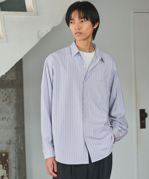 green label relaxing/フラノ パターン ジャストルーズ 長袖 シャツ ―2WAYストレッチ―/シャツ / ブラウス
