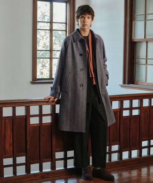 green label relaxing/FINE BASIC ウール ツイード ステンカラー コート/ステンカラーコート