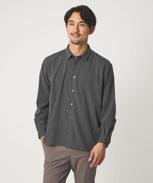 green label relaxing/【WEB限定】JUST fit ウールライク コンフォート シャツ ―横ストレッチ―/シャツ / ブラウス