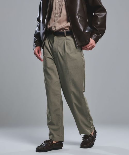 green label relaxing/ナイロンオックス 1プリーツ W3 ワイドパンツ ―撥水―/その他パンツ
