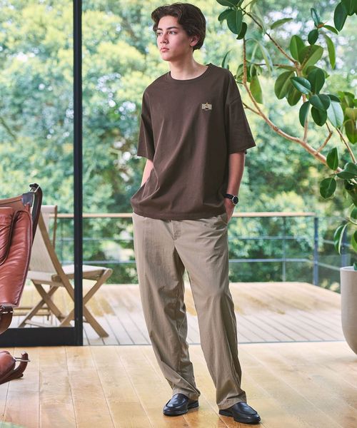 green label relaxing/ナイロンオックス 1プリーツ W3 ワイドパンツ ―撥水―/その他パンツ