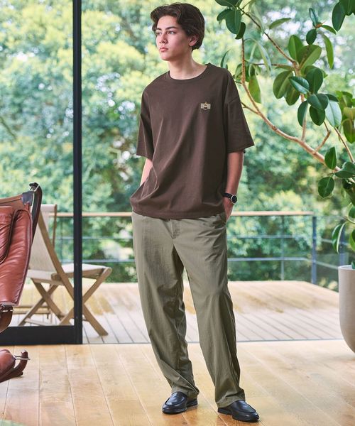 green label relaxing/ナイロンオックス 1プリーツ W3 ワイドパンツ ―撥水―/その他パンツ