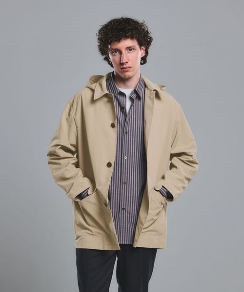 green label relaxing/DICROS ミドル フード ステンカラー コート ―撥水―/ステンカラーコート