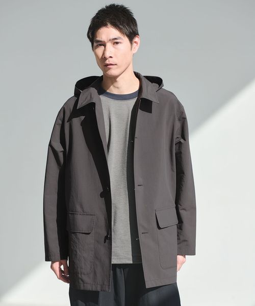 green label relaxing/DICROS ミドル フード ステンカラー コート ―撥水―/ステンカラーコート